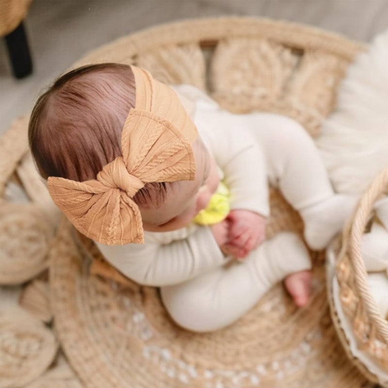 Fecawd 6PCS Baby Headbands, Girls Headbands with Bows, Soft Stretchy Nylon Hair Bands Hair Accessories for Newborn Infant Toddler - Image 3